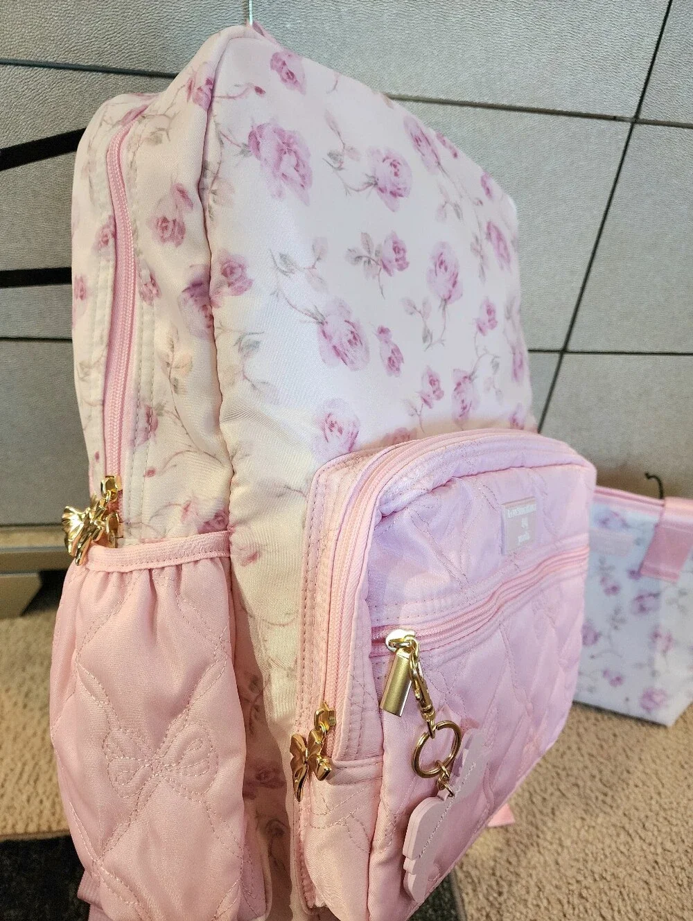 Loveshackfancy X Target Pink Backpack Lunch Tote Bag Yoobi Ribbon Rosa Floral